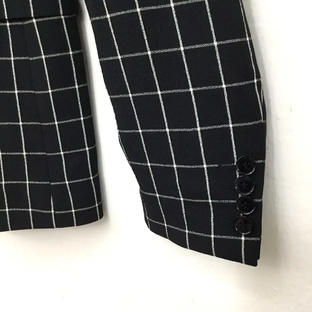 ASOS Black and white checkered slim-fit Blazer Suit with Embroidery Sz 38